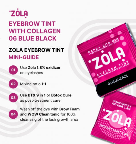 ZOLA Eyelash tint in a sachet with collagen Eyebrow Tint With Collagen 06 Blue Black 5ml.